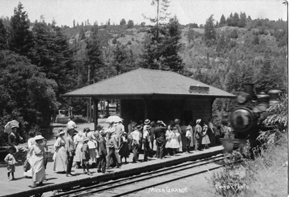 The dual gauge (3 rails) Mesa Grande train station on what is now Moscow Road connected to Cazadero and ??.
